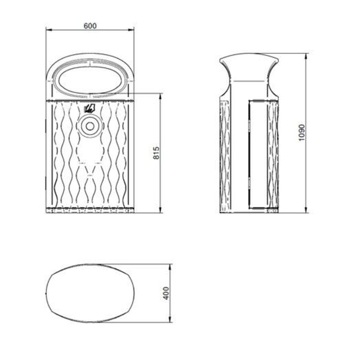 Antivandalinė šiukšlių dėžė Eterna