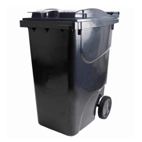 Juodas 360 litrų talpos konteineris BUITINĖMS atliekoms