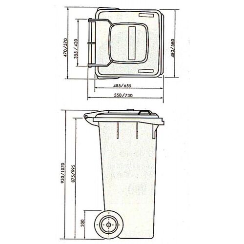 240 ltr talpos konteineris su žaliu dangčiu